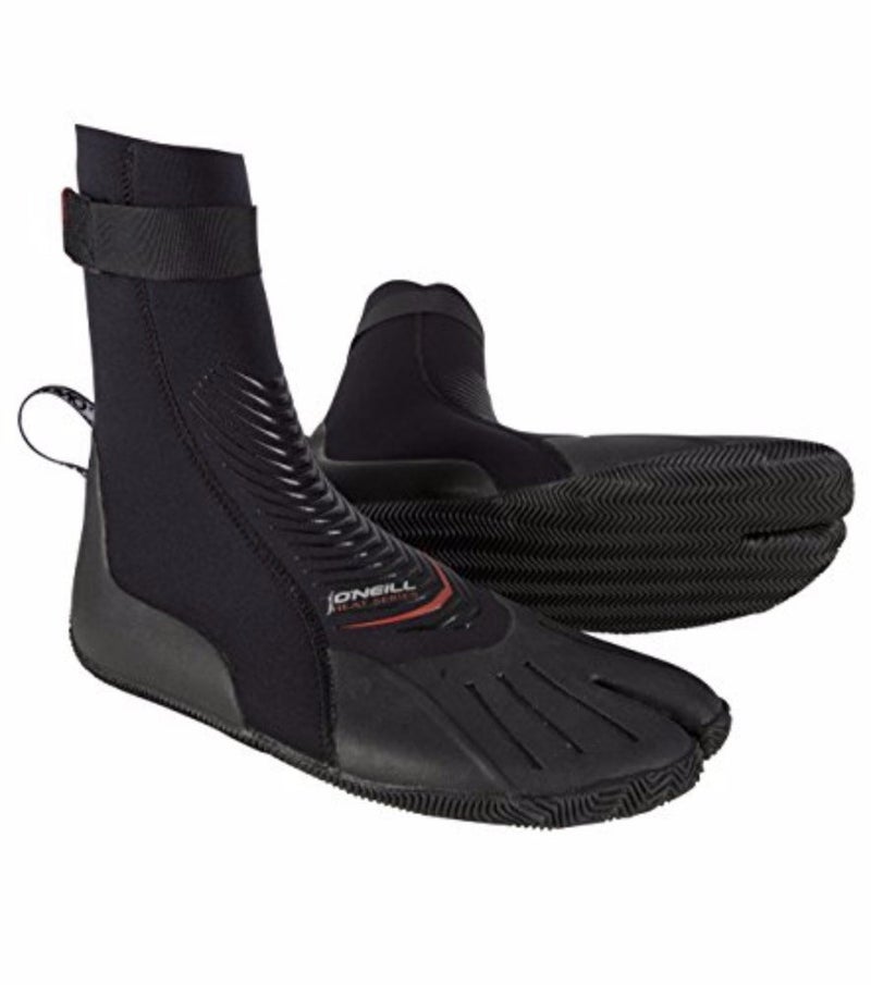 O'Neill Heat 3mm Split Toe Neoprene Boot with Textured Rubber Sole for Cold Water Surfing, Paddleboarding, Snorkeling, and Any Water Activities, Black, 9 - Image 1